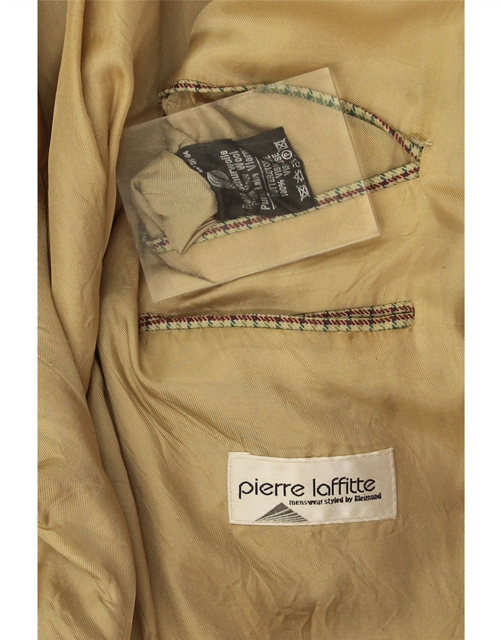 Pierre Laffitte Jaqueta masculina Longline Blazer Reino Unido 38 Médio Verde Houndstooth