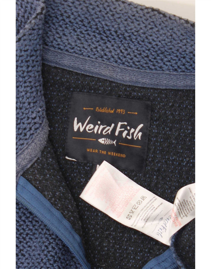Moletom masculino Weird Fish com zíper e gola em algodão azul médio