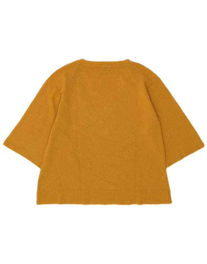 Suéter feminino Massimo Dutti manga curta com decote em V Reino Unido 14 médio amarelo