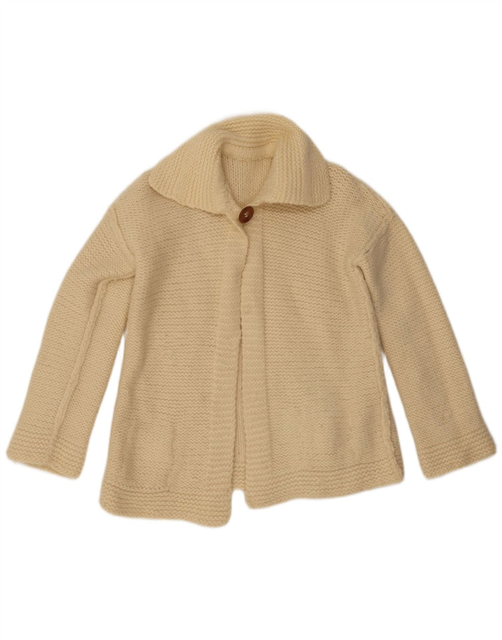Suéter Cardigan Feminino Vintage UK 14 Médio Bege