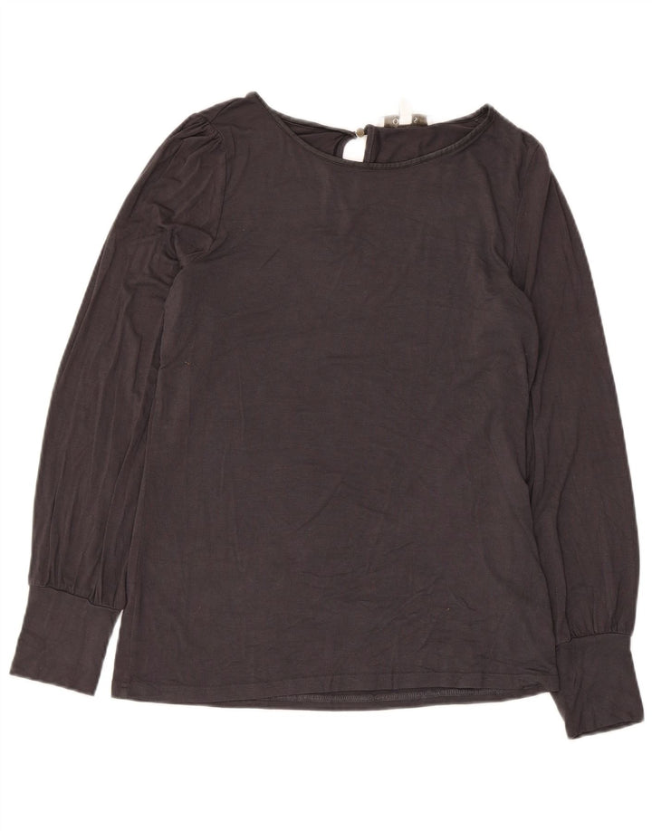 Blusa feminina de manga comprida Oasis UK 10 pequena viscose cinza