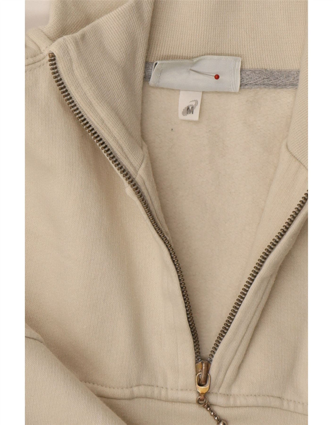 ASICS Mens Zip Neck Sweatshirt Jumper Medium Beige Cotton Vintage Asics and Second-Hand Asics from Messina Hembry 