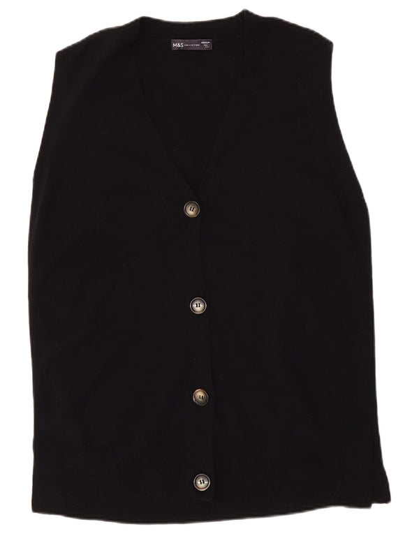 Suéter cardigã feminino sem mangas Marks & Spencer Reino Unido 14 médio preto