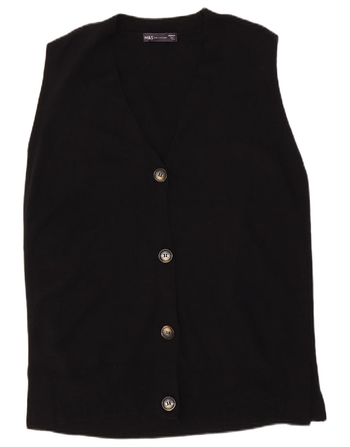 Suéter cardigã feminino sem mangas Marks & Spencer Reino Unido 14 médio preto