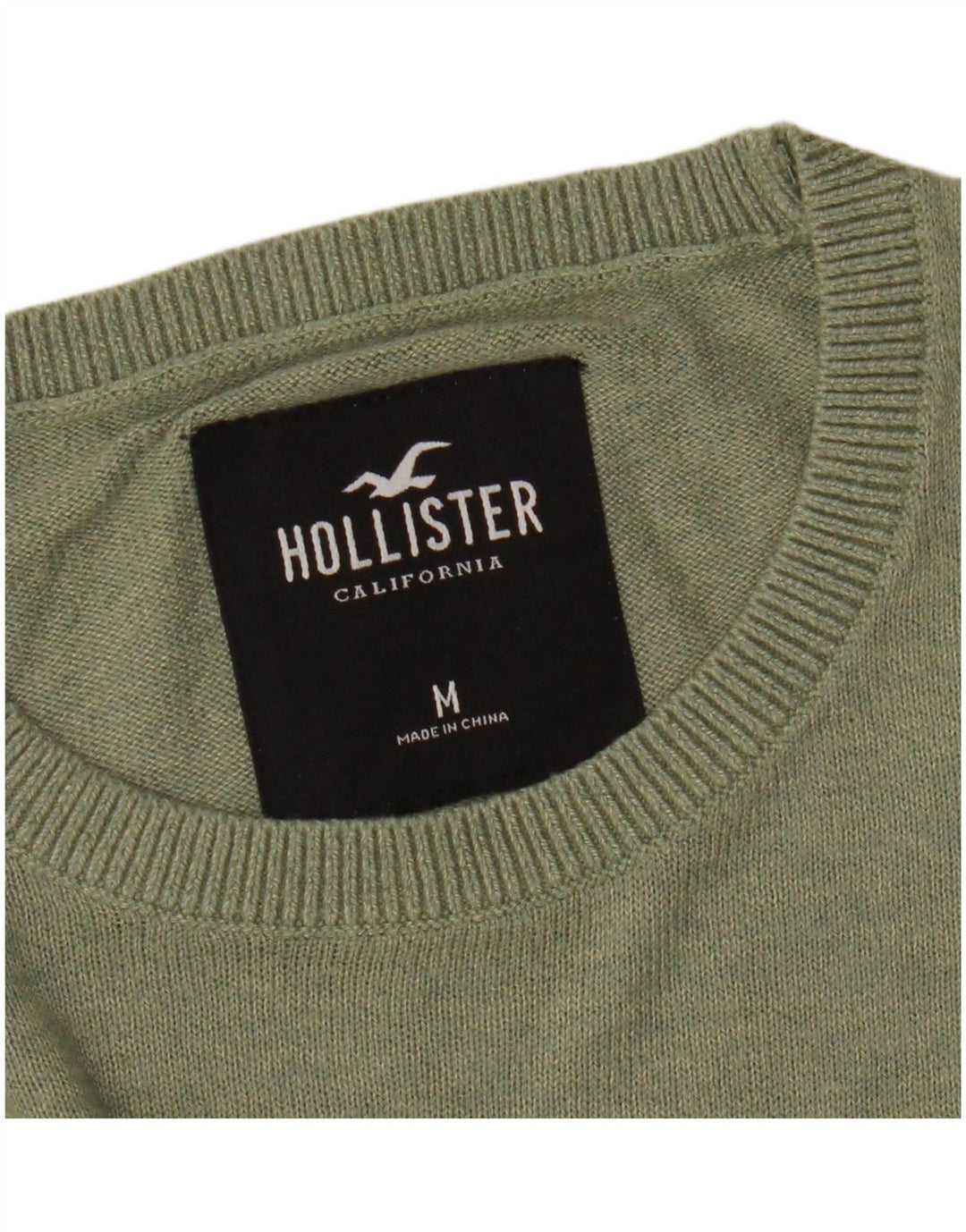 Suéter masculino Hollister com gola redonda, verde médio