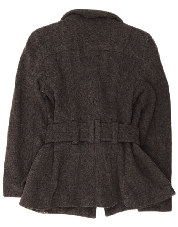 Zara Womens Pea Coat UK 6 XS Lã Preta