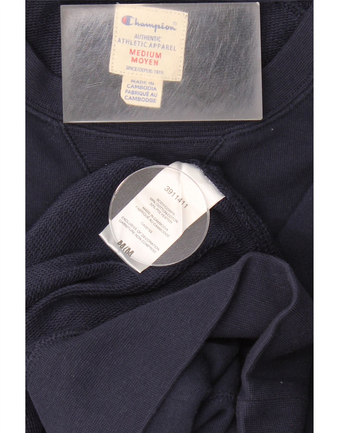 CHAMPION Mens Graphic Sweatshirt Jumper Medium Navy Blue Cotton Vintage Champion and Second-Hand Champion from Messina Hembry 