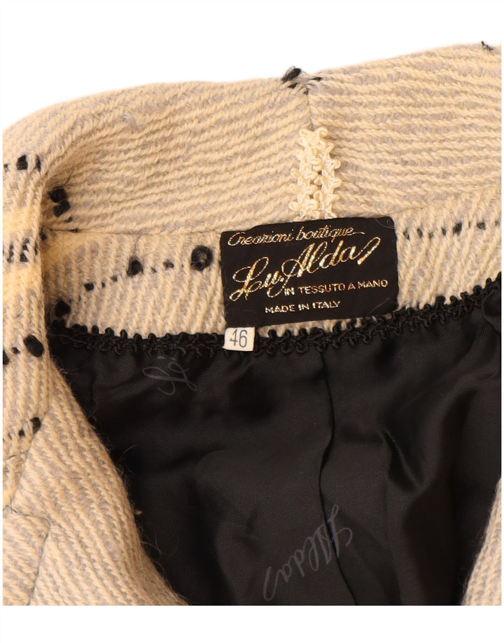 Sobretudo feminino vintage IT 46 grande listrado branco