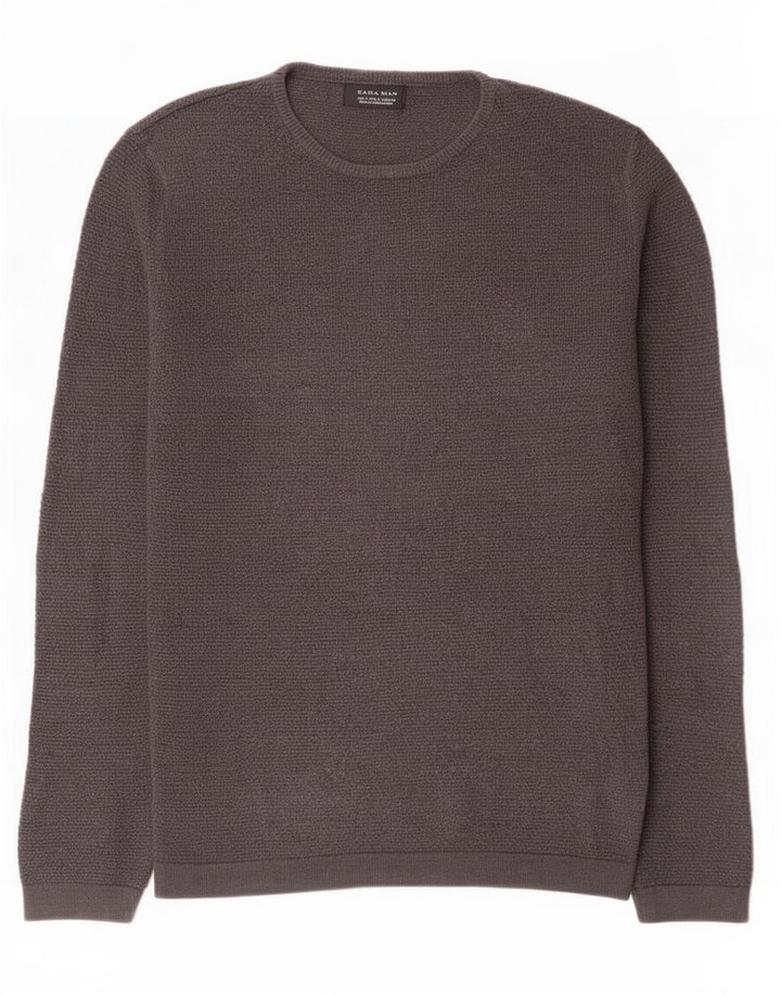 Zara Suéter masculino com gola redonda pequeno cinza
