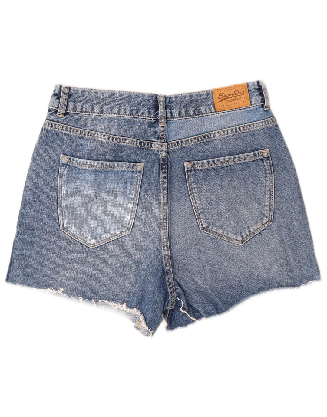 Shorts jeans feminino Superdry W28 algodão azul médio