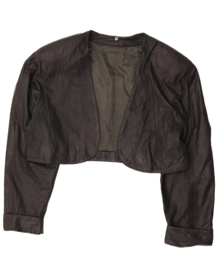 Jaqueta Bolero de couro feminina VINTAGE Reino Unido 14 verde médio