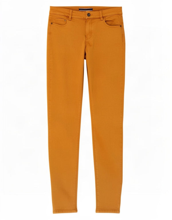 Calça feminina casual skinny Massimo Dutti pequena W28 L30 algodão laranja