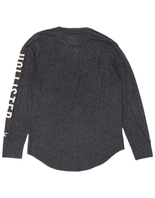 Top gráfico masculino Hollister de manga comprida médio algodão manchado azul marinho