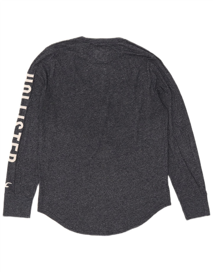 Top gráfico masculino Hollister de manga comprida médio algodão manchado azul marinho