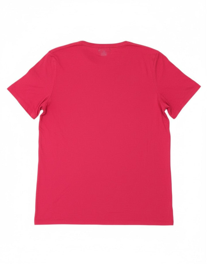 Camiseta feminina BENETTON UK 14 grande algodão rosa
