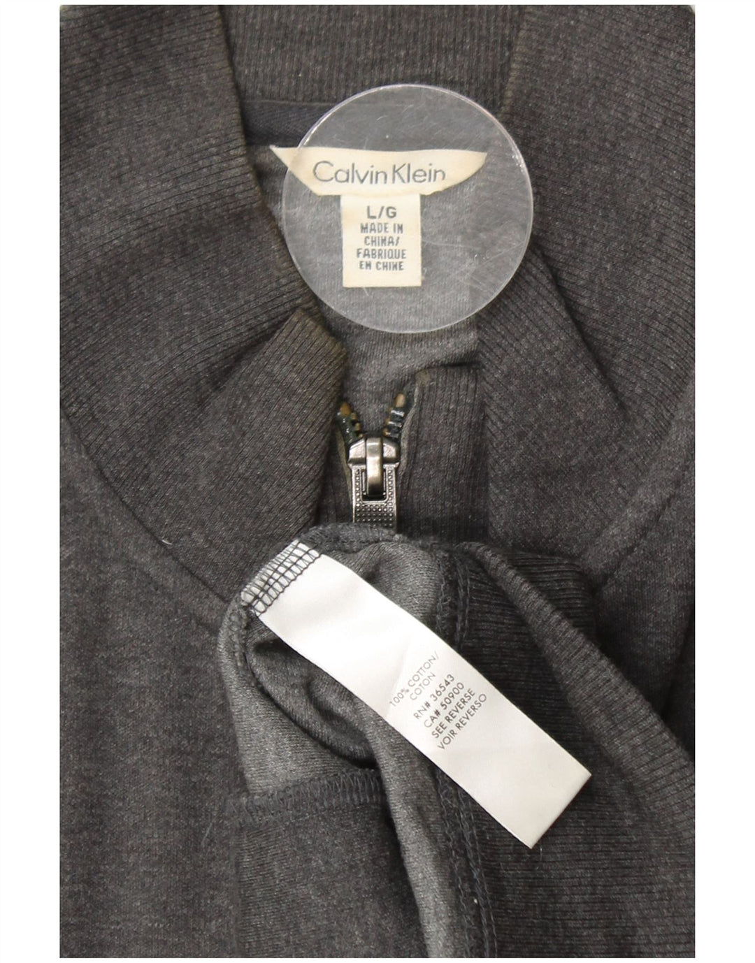 CALVIN KLEIN Jaqueta masculina de agasalho grande algodão cinza