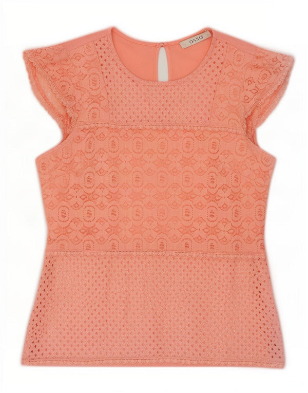 Blusa feminina Oasis UK 10 algodão geométrico rosa pequeno