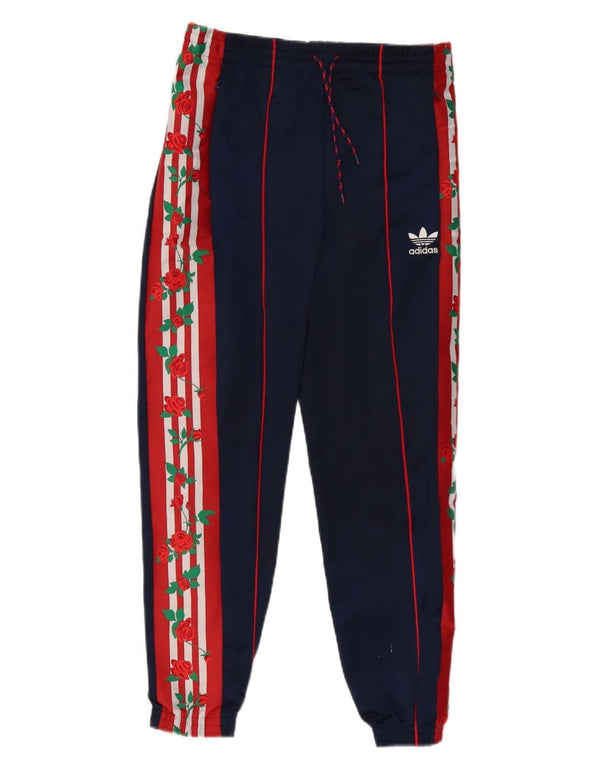 Adidas Womens Graphic Tracksuit Calças Joggers UK 8 Pequeno Azul Marinho