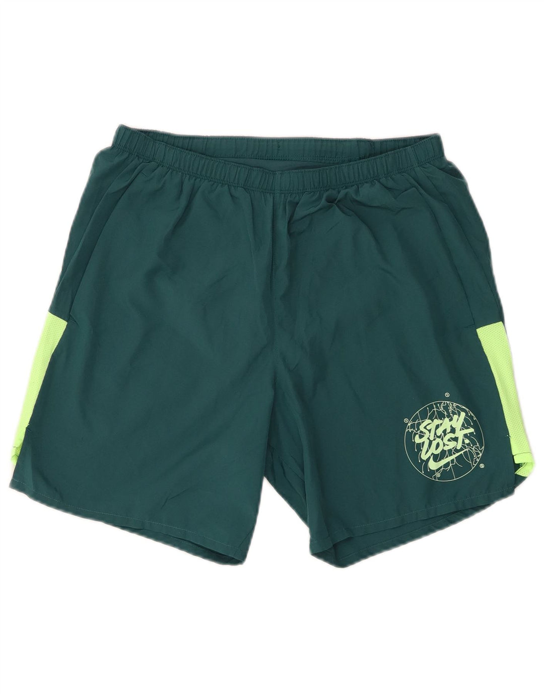 Shorts esportivos Nike masculinos Dri Fit Graphic verde médio colorblock poliéster