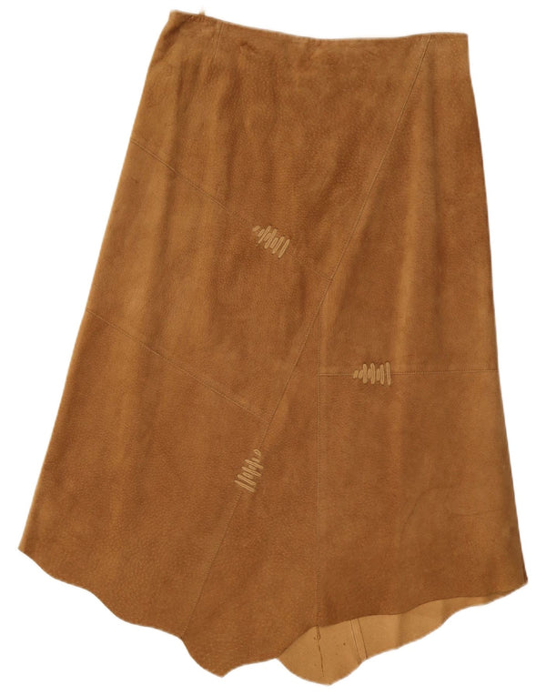 Saia assimétrica feminina de camurça de cintura alta Conbipel IT 48 XL W30 marrom
