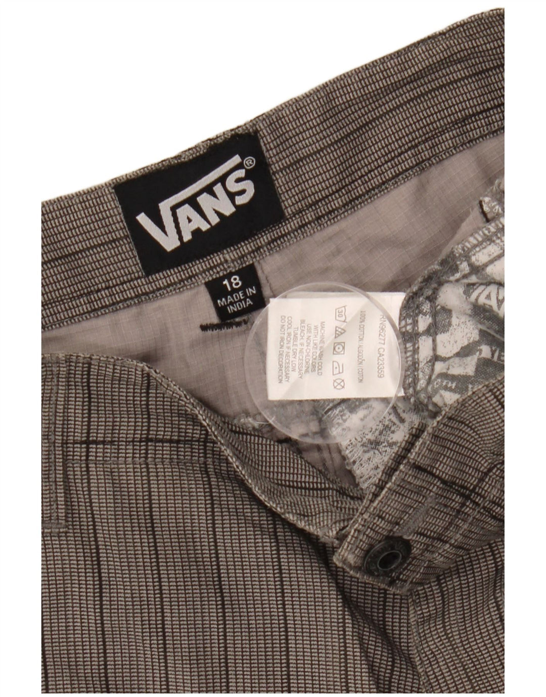 VANS Boys Chino Shorts 14-15 Anos XL W30 Cinza Riscas de Algodão