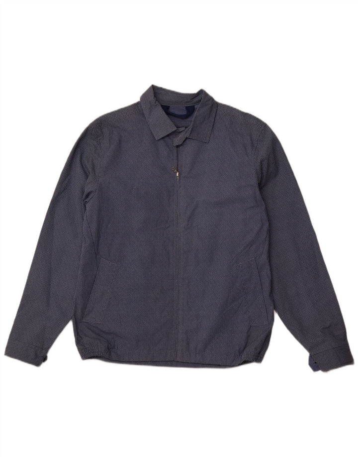 Jaqueta bomber masculina MARKS & SPENCER UK 38 algodão manchado azul médio