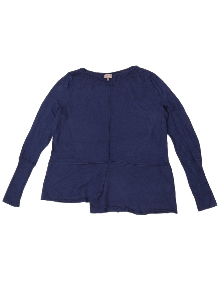Suéter feminino de grandes dimensões com gola canoa Phase Eight Reino Unido 10 pequeno azul marinho