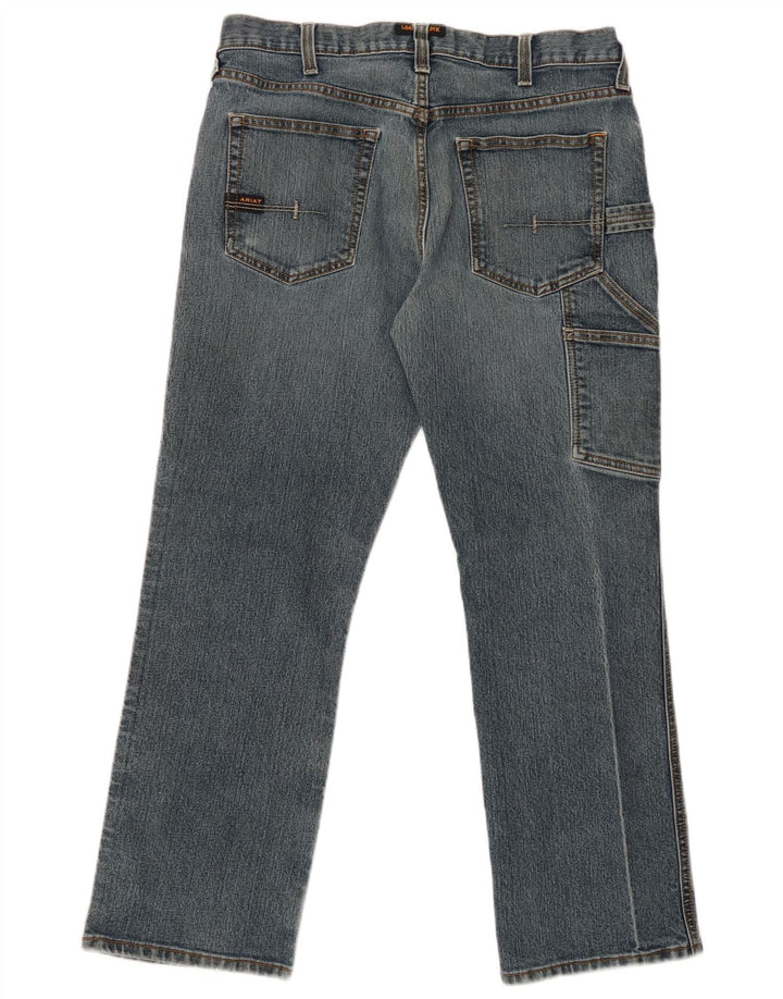 Calça jeans masculina ARIAT com ajuste relaxado Cargo Bootcut W34 L30 algodão azul