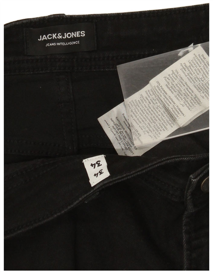 Jeans retos masculinos Jack & Jones W34 L34 algodão preto