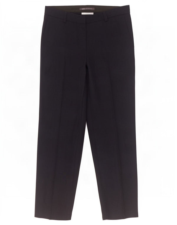 Marks & Spencer Womens Straight Suit Trousers UK 10 Small W30 L28 Navy Blue