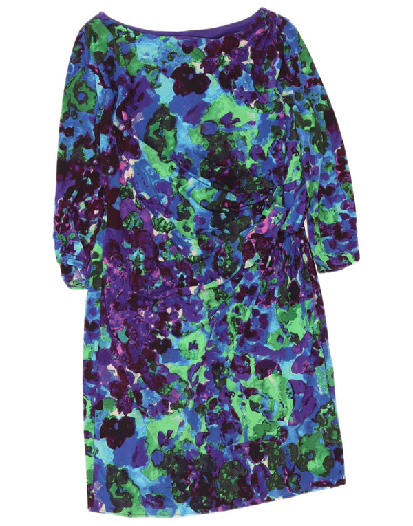 Vestido feminino Coast com padrão abstrato manga 3/4 UK 18 XL azul