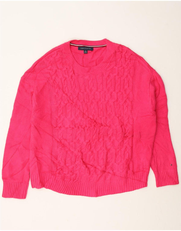 Suéter feminino Tommy Hilfiger com gola redonda UK 18 XL rosa acrílico