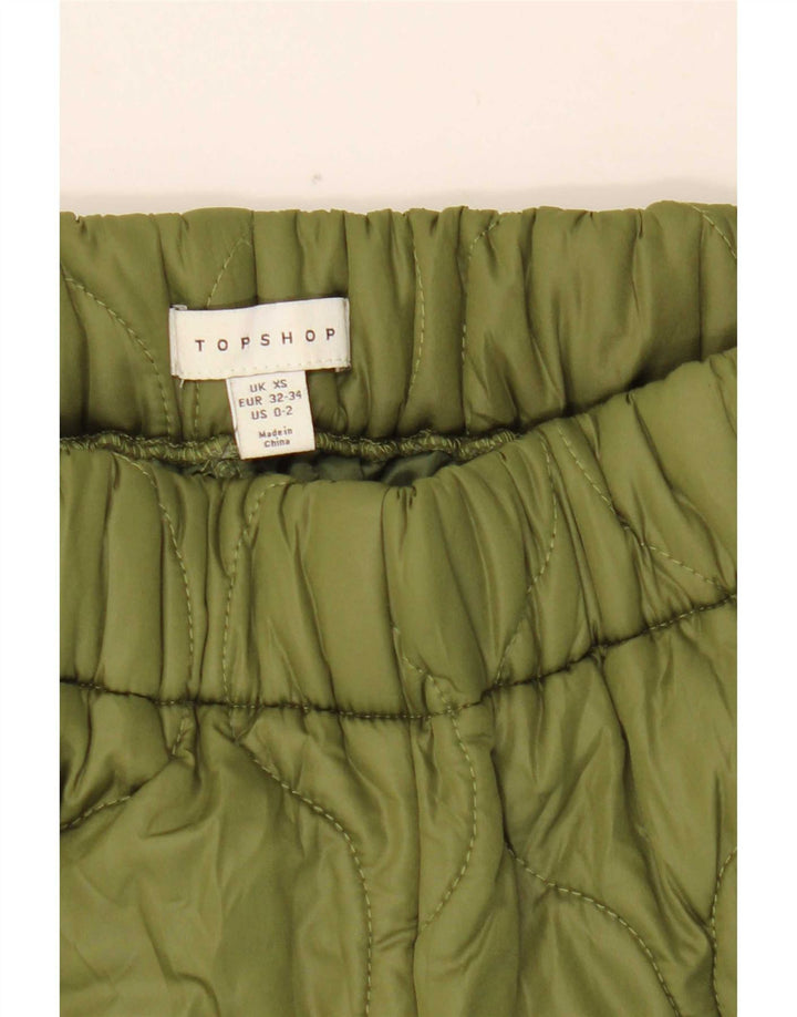 Calça acolchoada feminina Topshop XS W25 L30 poliéster verde