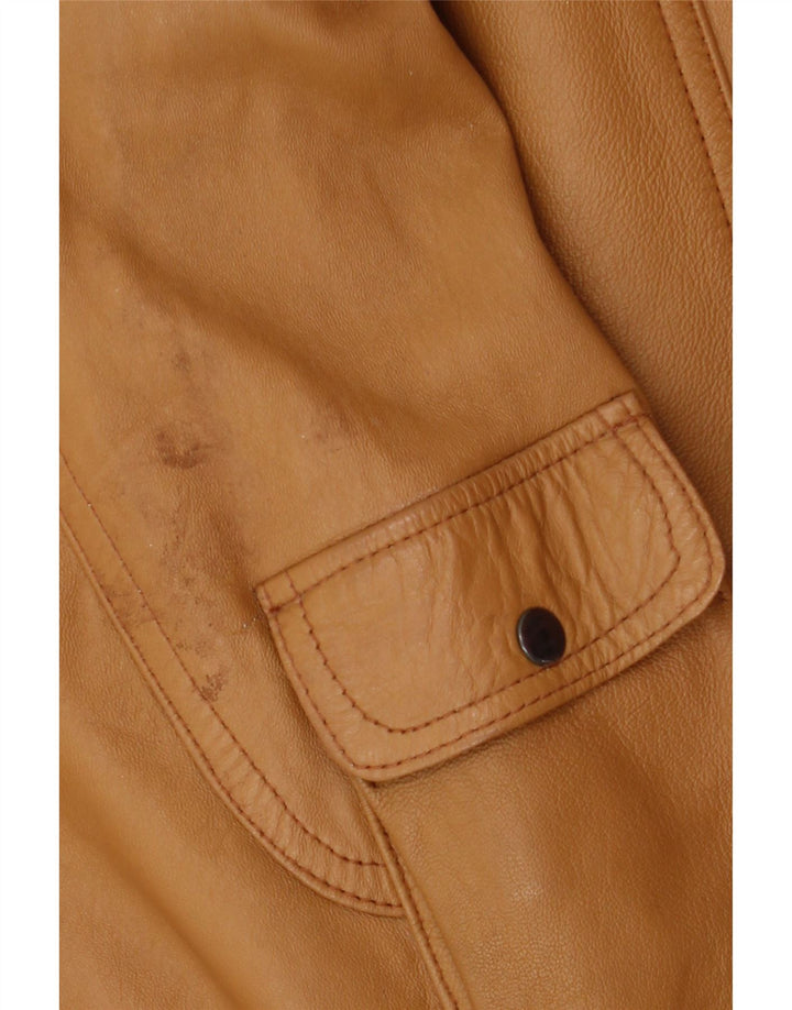 Jaqueta de couro masculina Pointers Loose Fit Reino Unido 38 Couro marrom médio
