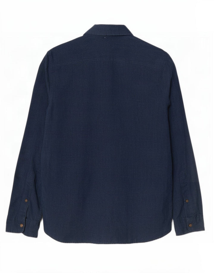 Camisa masculina Hollister pequena algodão azul marinho
