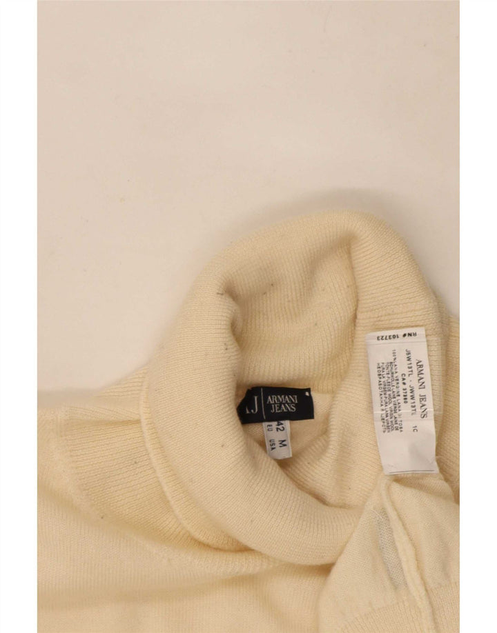 Suéter feminino Armani Jeans com gola redonda Reino Unido 12 lã bege médio