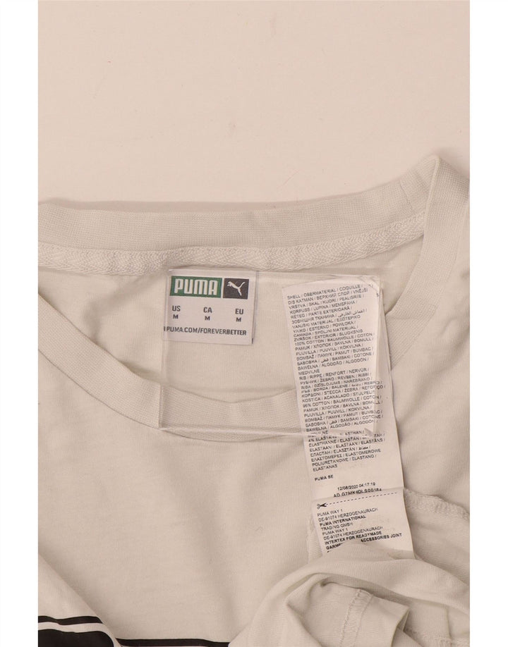 Puma Mens Graphic T-Shirt Top Médio Algodão Branco