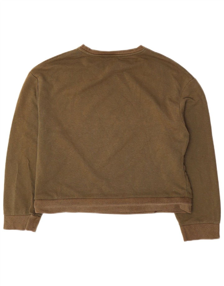 Zara moletom feminino oversized jumper UK 10 pequeno algodão cáqui