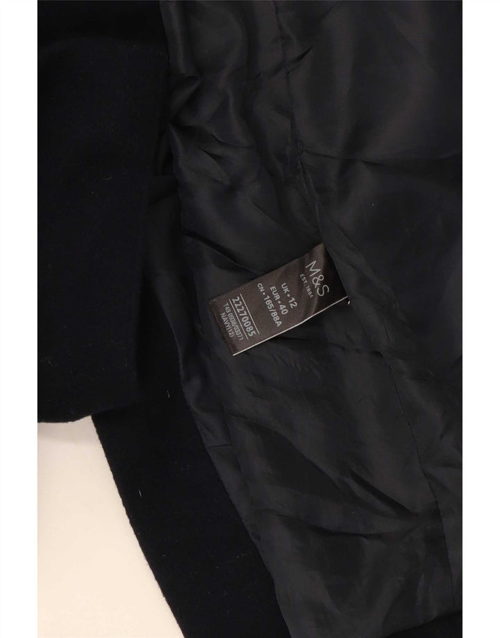 Sobretudo feminino Zara UK 12 lã azul marinho médio