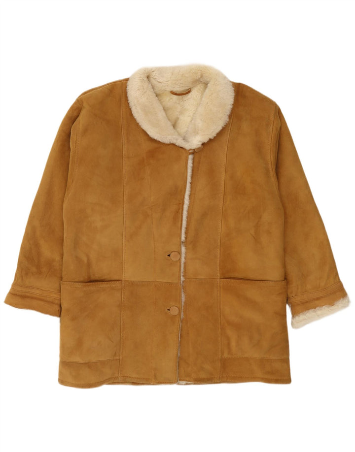 Casaco feminino vintage de shearling EU 42 grande bege