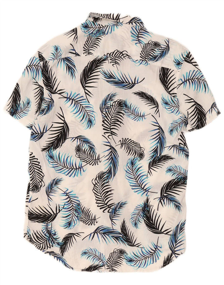 Camisa masculina de manga curta Jack Wills, viscose floral branca média