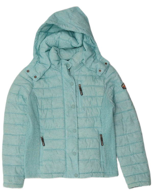 Jaqueta acolchoada com capuz feminina SUPERDRY UK 18 XL poliéster turquesa