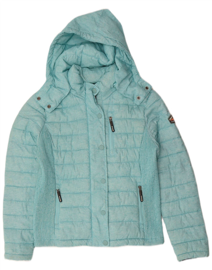 Jaqueta acolchoada com capuz feminina SUPERDRY UK 18 XL poliéster turquesa