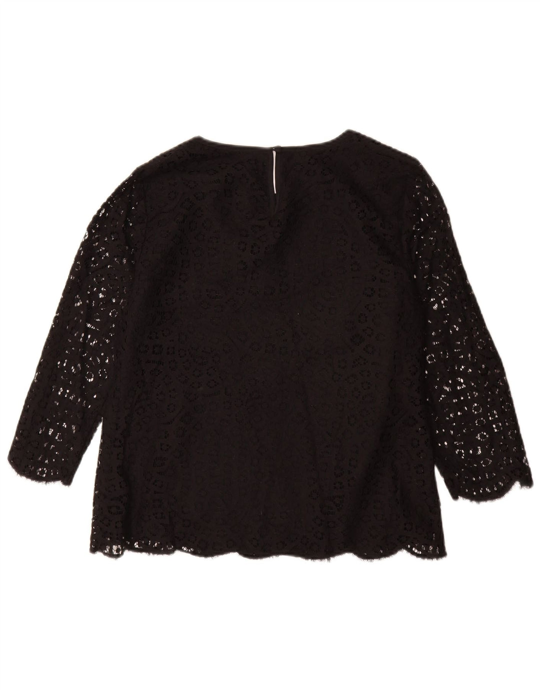 Blusa feminina de manga 3/4 J. CREW EUA 8 algodão floral preto médio