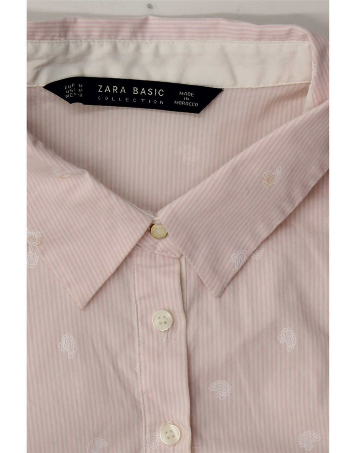 Pulôver feminino de manga comprida Zara Reino Unido 12 algodão paisley rosa médio