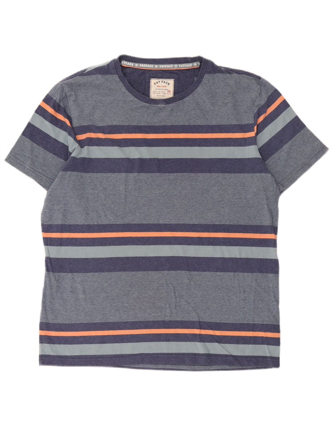 Camiseta masculina Fat Face Top grande algodão listrado azul