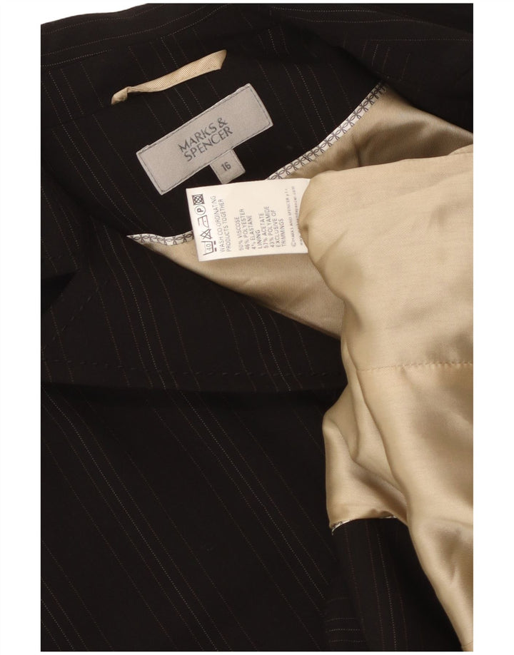 Jaqueta blazer feminina de 2 botões Marks & Spencer Reino Unido 16 listrada preta grande