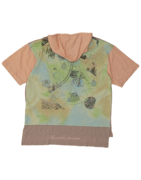 Camiseta masculina com capuz gráfico Gabriella Frattini Top XL cinza colorblock
