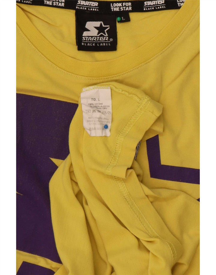 Camiseta gráfica masculina Starter Top grande de algodão amarelo