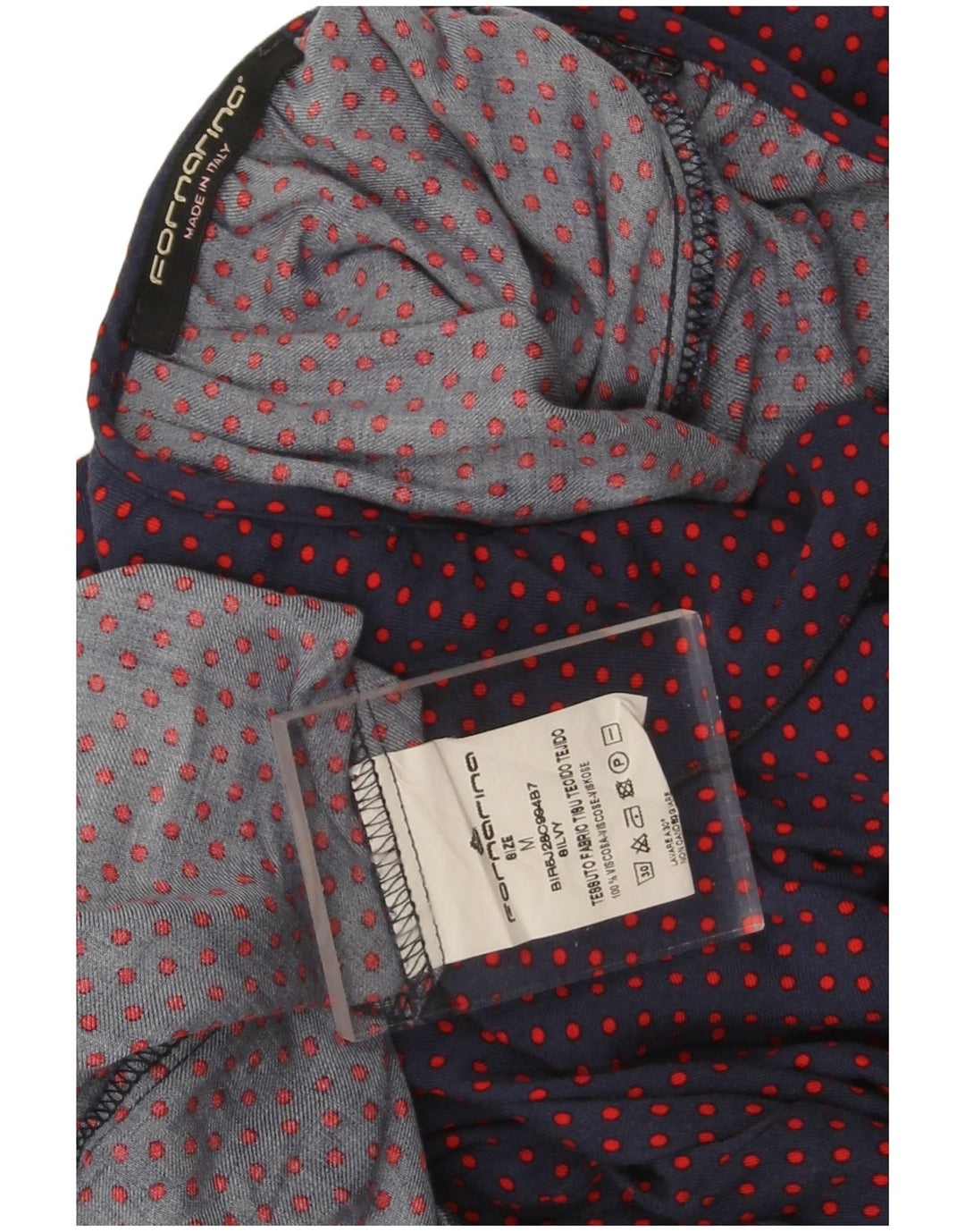 Blusa feminina Fornarina UK 14 médio azul marinho manchado retrô